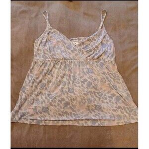 SOMA Womens Cream Grey Pink XXL Tanktop Soft Flowy Adjustable Spaghetti Straps